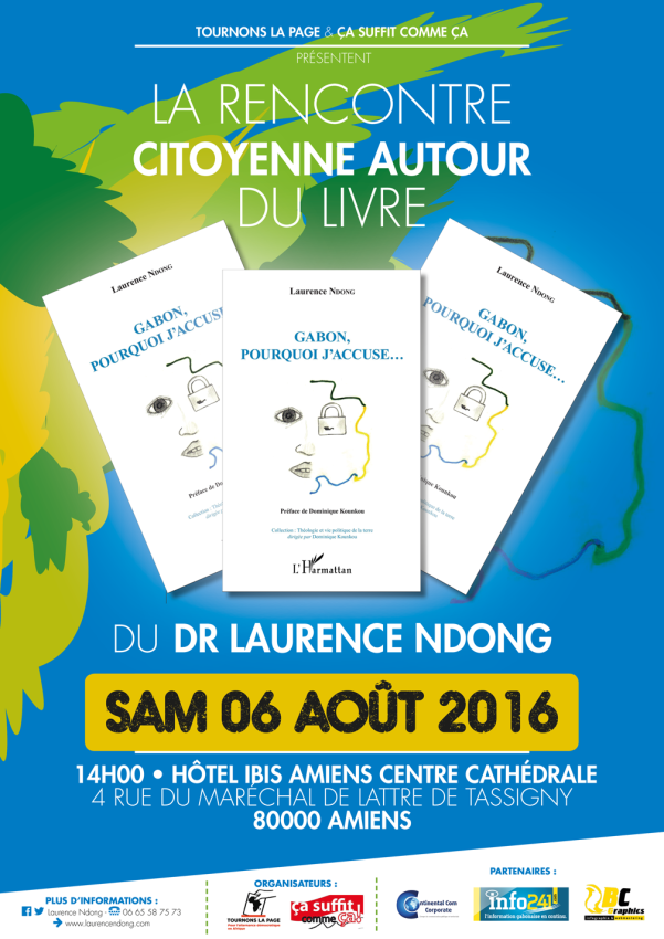 Affiche tournée livre de Laurence Ndong