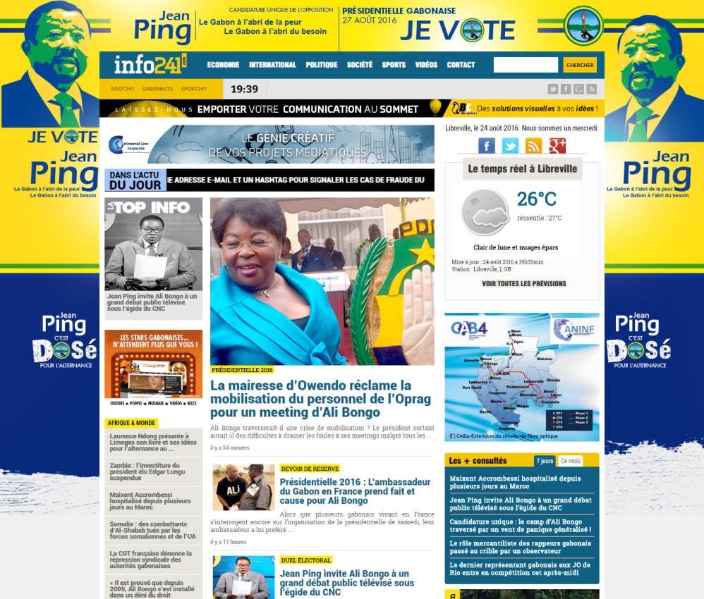 Habillage Info241 présidentielle gabonaise 2016